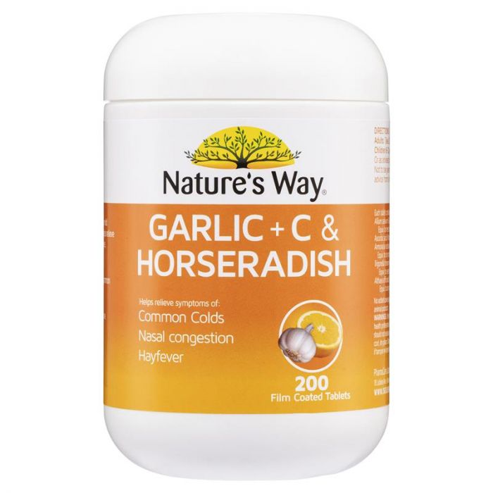 NATURES WAY GARLIC + C & HORSERADISH 200S