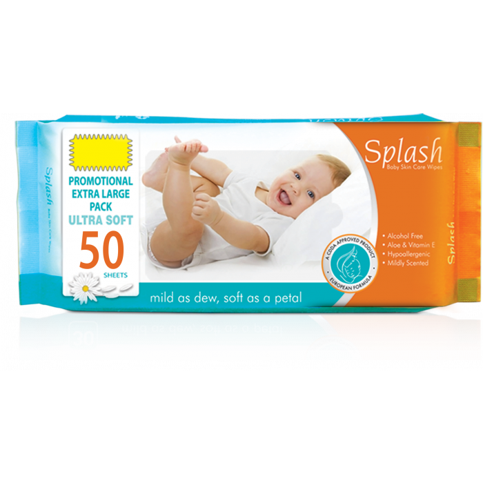SPLASH BABY CARE BABY WIPES 50S
