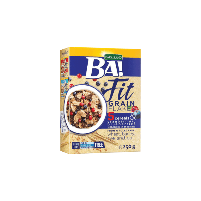 BA FIT GRAIN FLAKES 5 CEREALS CRANBERRIES 250G