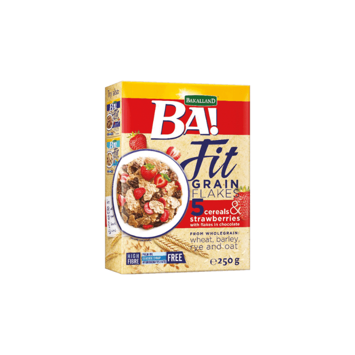 BA FIT GRAIN FLAKES 5 CEREALS STRAWBERRIES 250G