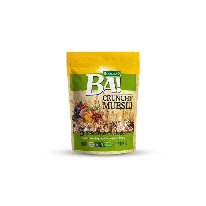 BA CRUNCHY MUESLI 5 DRIED FRUITS & HONEY 300G		