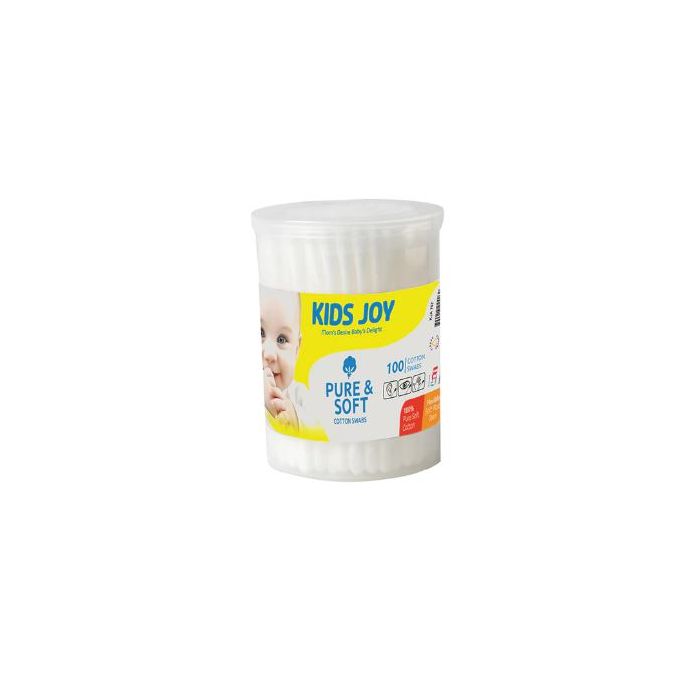 KIDS JOY COTTON BUDS PLASTIC CANISTER 100S