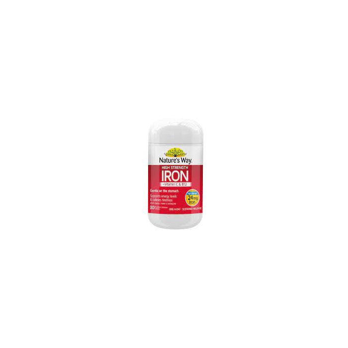 NATURES WAY HIGH STRENGTH IRON + VITAMIN C & B12 30S