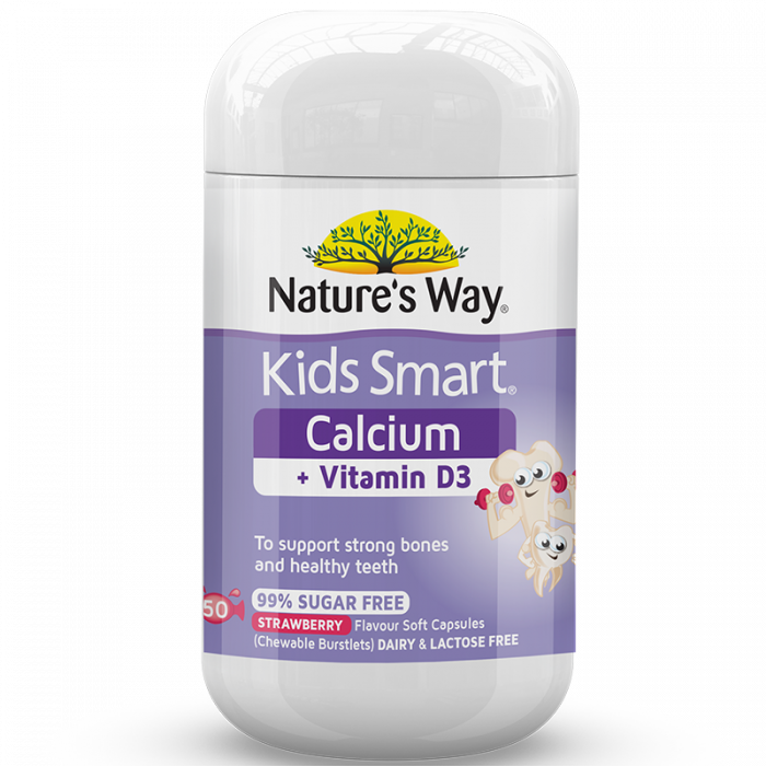 NATURES WAY KIDS SMART CALCIUM + VITAMIN D3 CAP 50S
