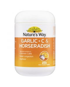 NATURES WAY GARLIC + C & HORSERADISH 200S