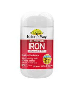 NATURES WAY HIGH STRENGTH IRON + VITAMIN C & B12 30S